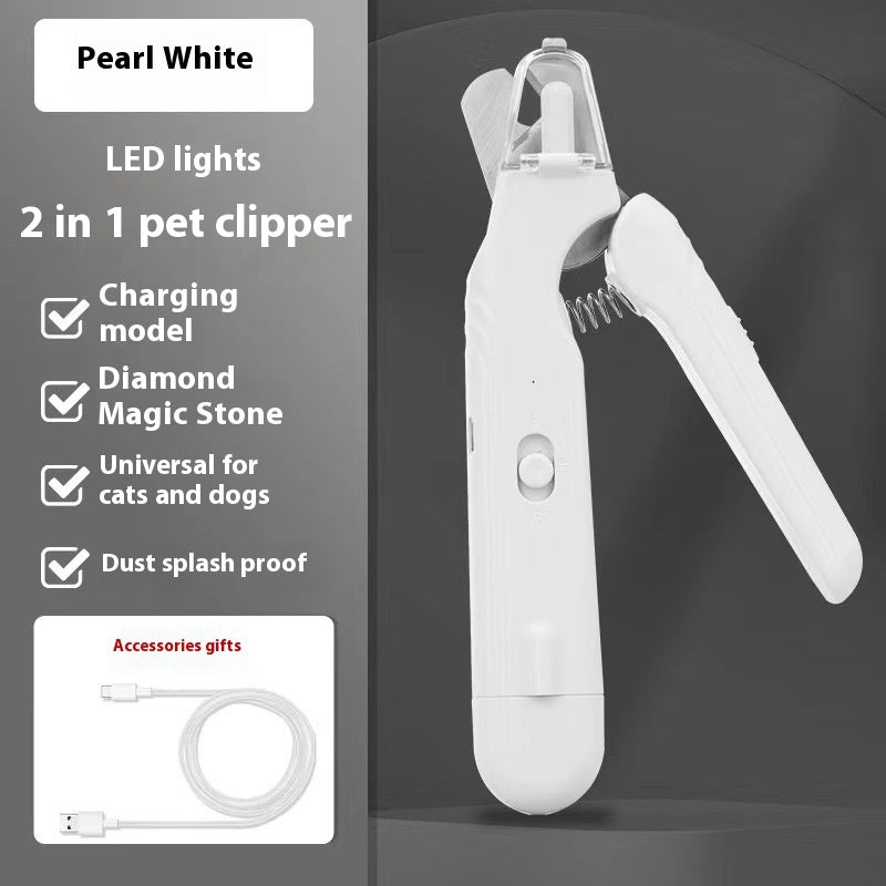 2-in-1 Pet Nail Clippers with LED Light - Multifunctional Dog and Cat Nail Trimmer - Bloodline Scissors + Polisher