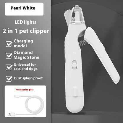 2-in-1 Pet Nail Clippers with LED Light - Multifunctional Dog and Cat Nail Trimmer - Bloodline Scissors + Polisher