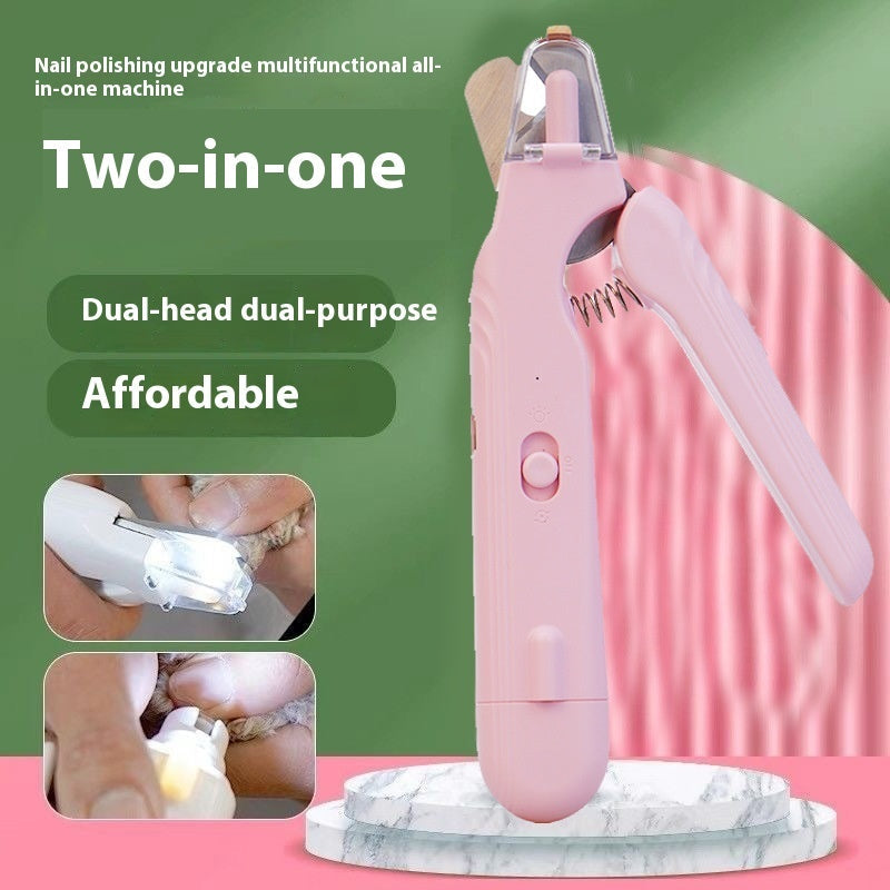 2-in-1 Pet Nail Clippers with LED Light - Multifunctional Dog and Cat Nail Trimmer - Bloodline Scissors + Polisher