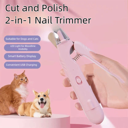 2-in-1 Pet Nail Clippers with LED Light - Multifunctional Dog and Cat Nail Trimmer - Bloodline Scissors + Polisher