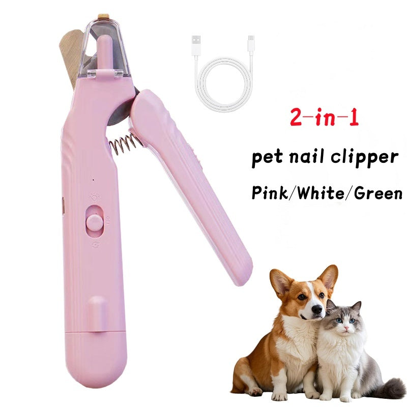 2-in-1 Pet Nail Clippers with LED Light - Multifunctional Dog and Cat Nail Trimmer - Bloodline Scissors + Polisher