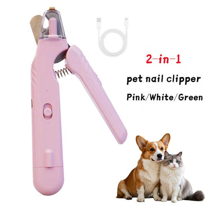 2-in-1 Pet Nail Clippers with LED Light - Multifunctional Dog and Cat Nail Trimmer - Bloodline Scissors + Polisher