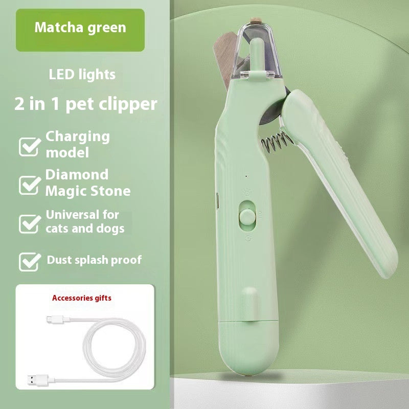 2-in-1 Pet Nail Clippers with LED Light - Multifunctional Dog and Cat Nail Trimmer - Bloodline Scissors + Polisher
