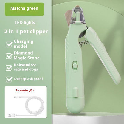2-in-1 Pet Nail Clippers with LED Light - Multifunctional Dog and Cat Nail Trimmer - Bloodline Scissors + Polisher