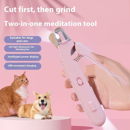 2-in-1 Pet Nail Clippers with LED Light - Multifunctional Dog and Cat Nail Trimmer - Bloodline Scissors + Polisher