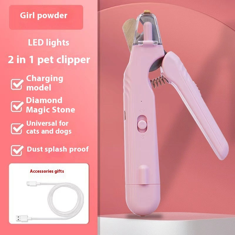 2-in-1 Pet Nail Clippers with LED Light - Multifunctional Dog and Cat Nail Trimmer - Bloodline Scissors + Polisher